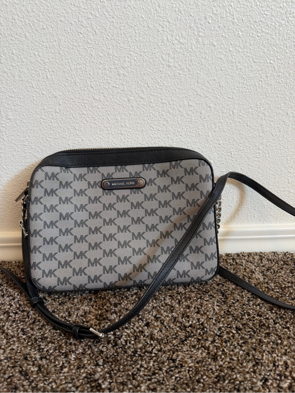 Michael Kors Gray MK Monogram Crossbody